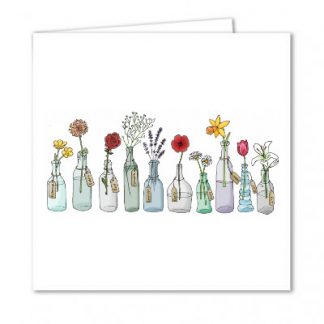 Flowers in Vintage Bottles