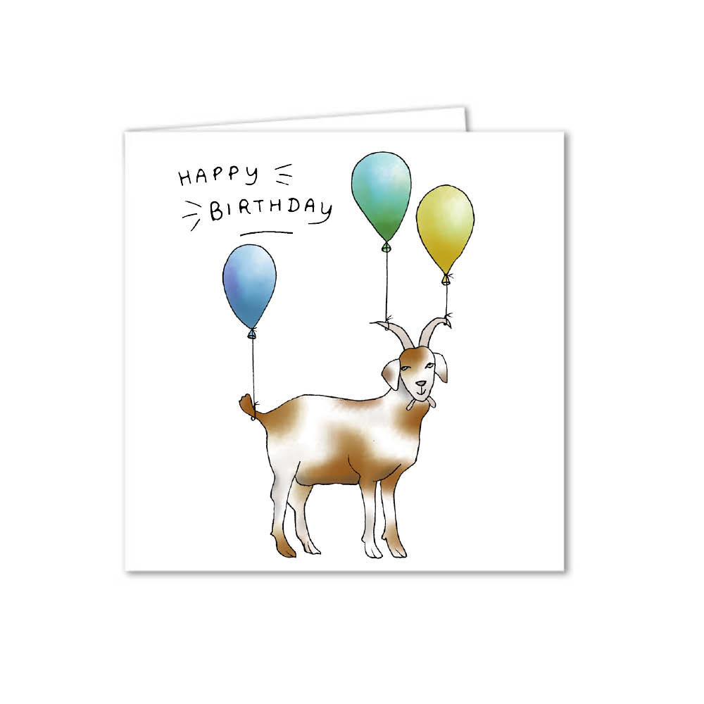 goat-birthday-card-with-blue-balloons-yellow-chicken-house