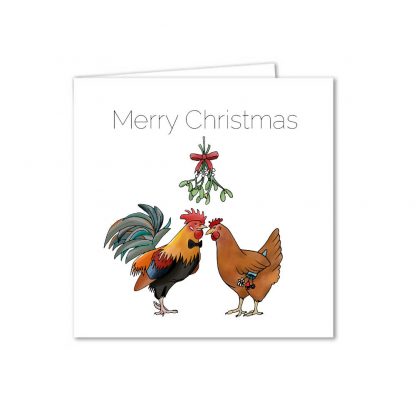 Rooster and Hen Under the Mistletoe