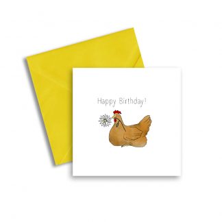 Hen With Daisy Birthday Card
